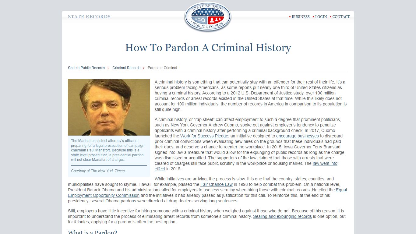 How To Pardon A Criminal History - State Records