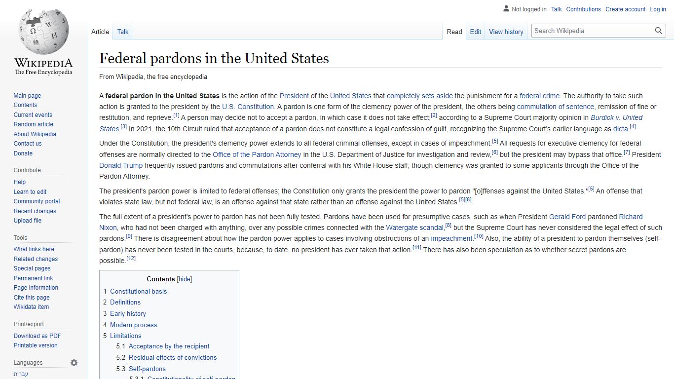 Federal pardons in the United States - Wikipedia